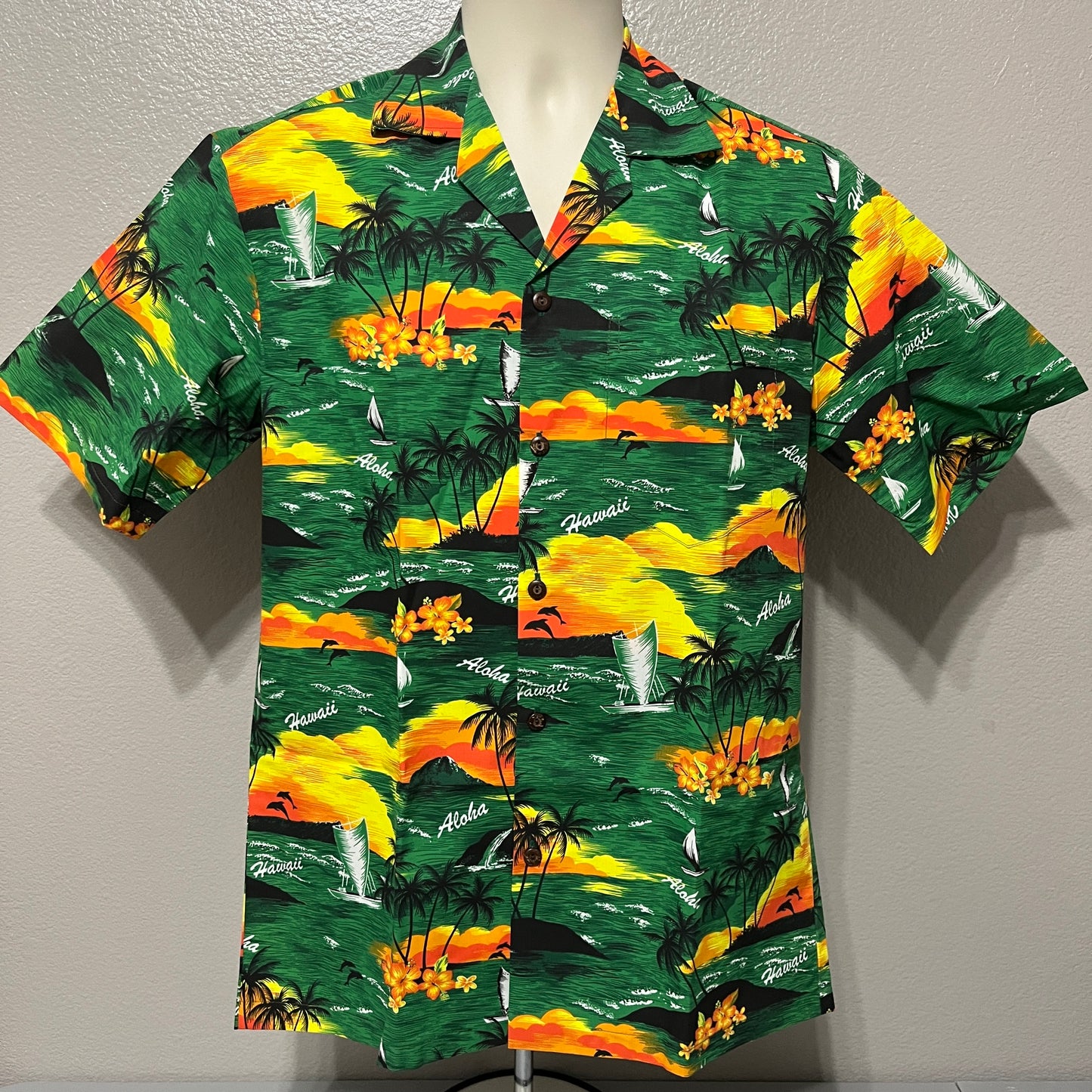 Dolphins In The Sunset Aloha Shirt