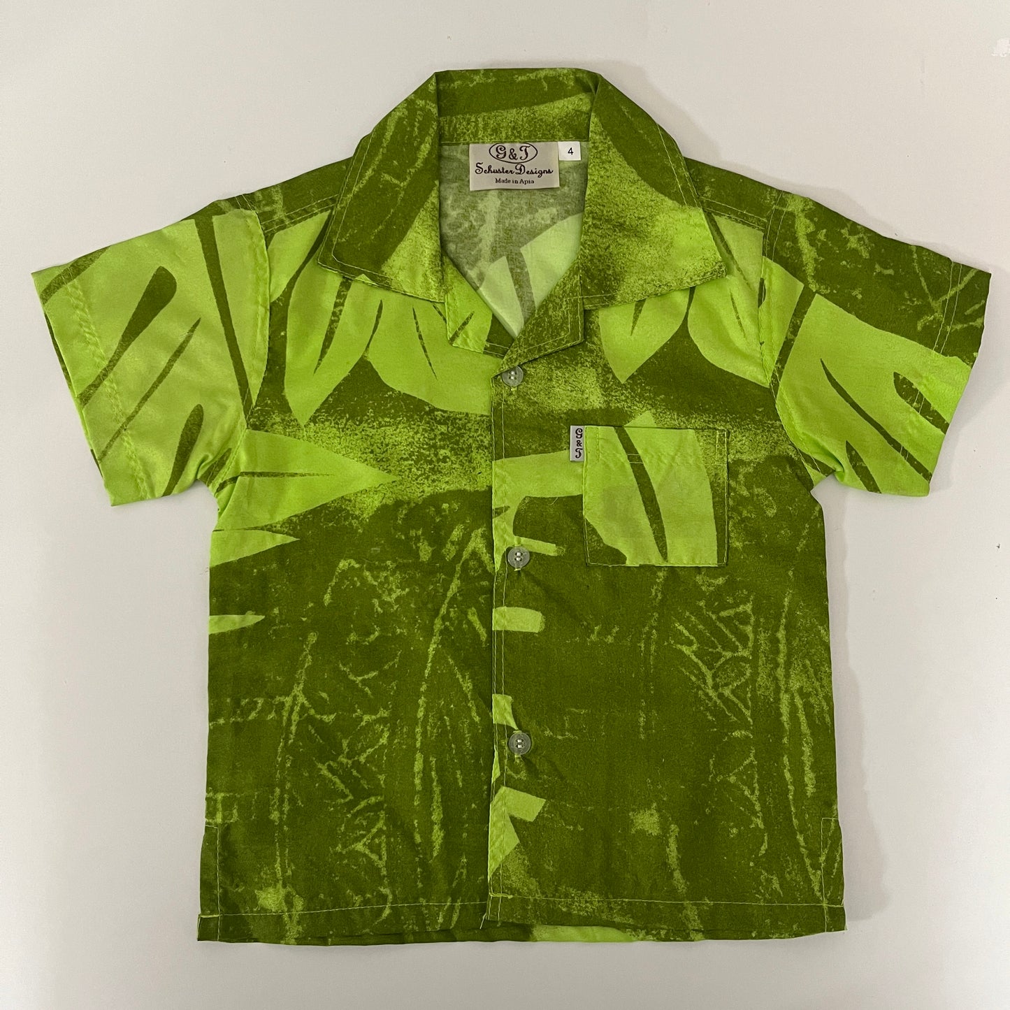 Boys Green Aloha Shirt