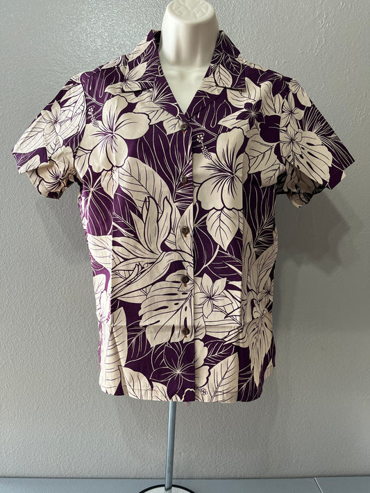 Women’s Purple Floral Aloha Shirt